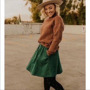 Roolee Corduroy Green Skirt
